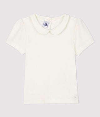 Girls' Short-Sleeved White T-shirt