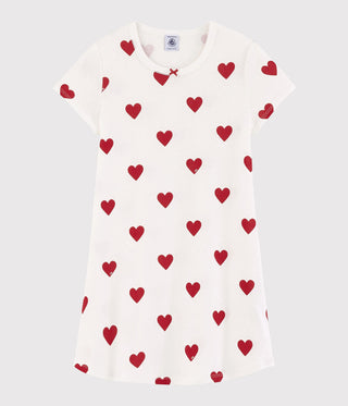 Girls' Heart Patterned Cotton Nightdress