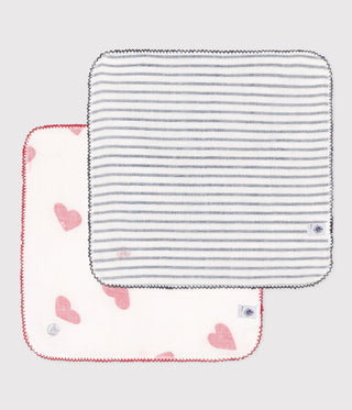 Babies' Heart Print Cotton Gauze Muslin - Pack of 2