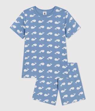 Children's Short Cotton Whale Print Pyjamas