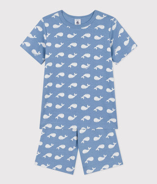 Children's Short Cotton Whale Print Pyjamas