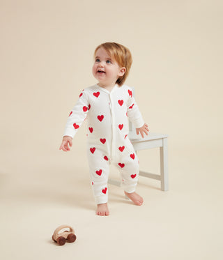 Babies' Heart Patterned Footless Cotton Sleepsuit