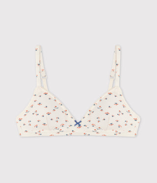 GIRLS' FLORAL COTTON AND ELASTANE PADDED BRA