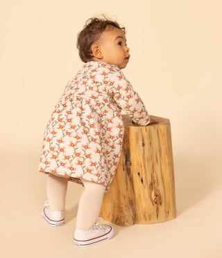 Babies' Long-Sleeved Patterned Quilted Tube Knit Dress