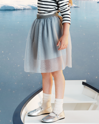 Girls' Plain Sequinned Tulle Skirt