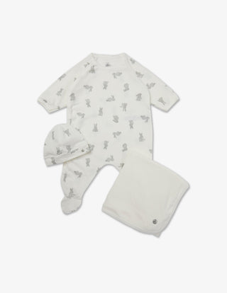 Baby White Bunny Print Gift Set