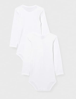 BABIES' WHITE LONG-SLEEVED BODYSUITS - 2-PACK