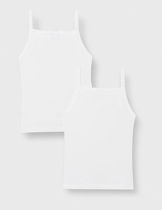 GIRLS' WHITE STRAPPY TOPS - 2-PACK