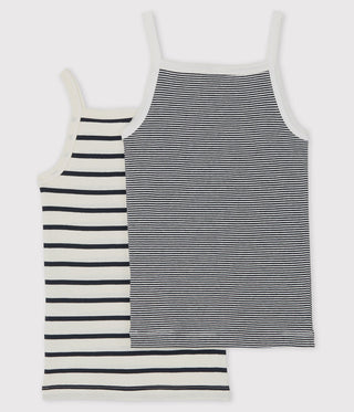 GIRLS' STRIPED STRAPPY TOPS - 2-PACK