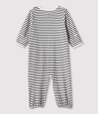 Babies' Stripy Organic Cotton Jumpsuit/Sleeping Bag