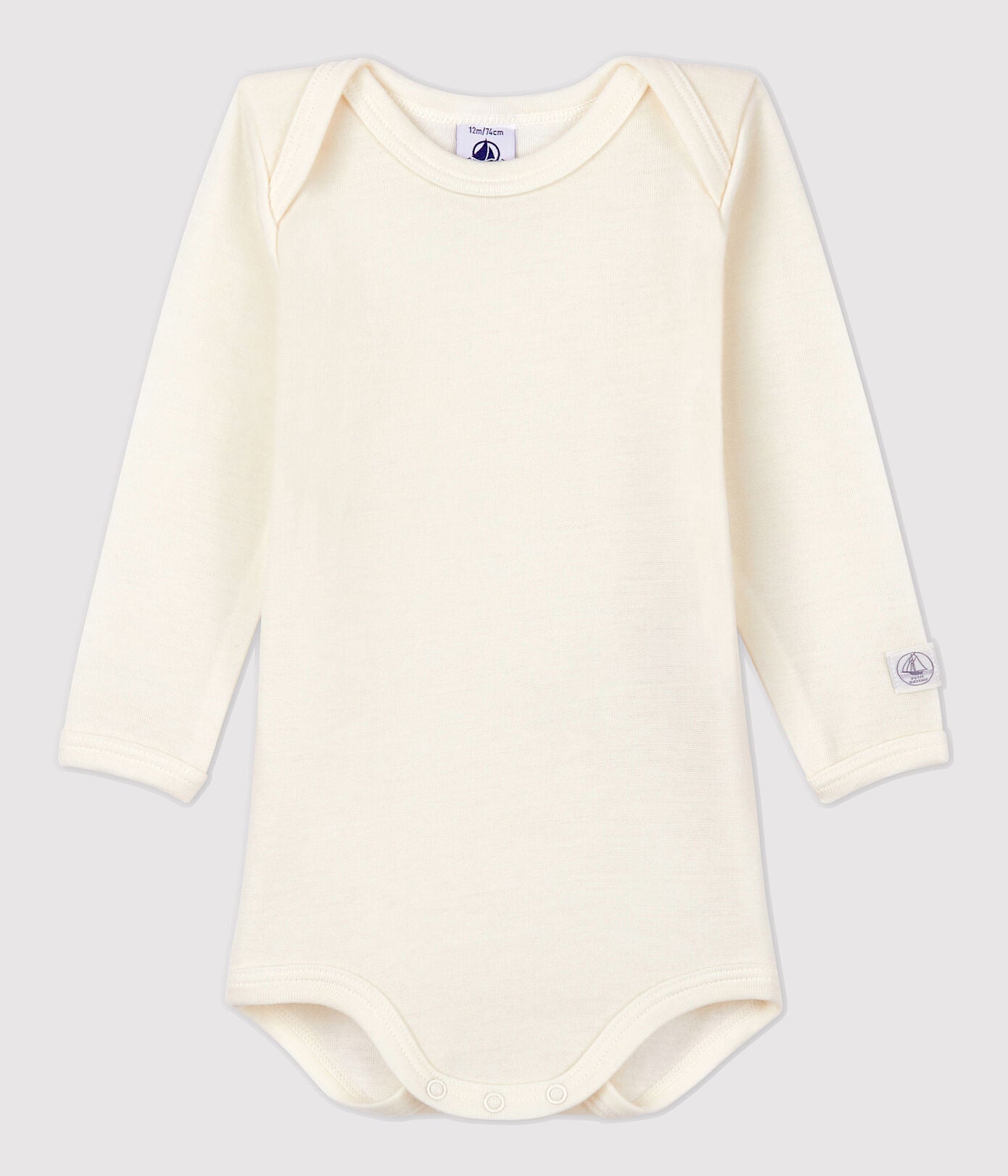 BABIES' LONG-SLEEVED BODYSUIT IN COTTON/WOOL, – Petit Bateau