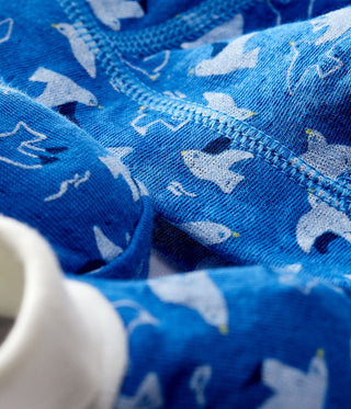 Newborn Babies' Blue Organic Cotton Tube Knit Bonnet and Bootees Set