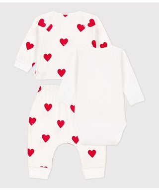 Babies' Cotton Heart Themed Clothing - 3-Piece Set
