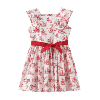 Girls' Sleeveless Paris Theme Printed Dress