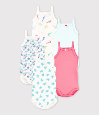 Baby Girls' Strappy Seabed Bodysuits - 5-Pack