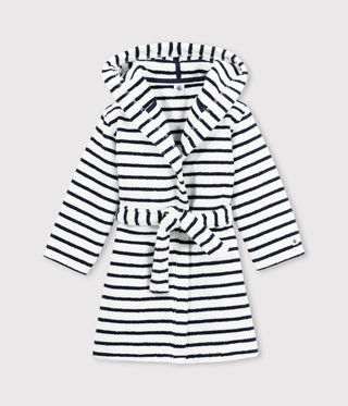 CHILDREN'S UNISEX PINSTRIPED TERRY BATHROBE