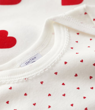 BABY GIRLS SHORT-SLEEVED HEART PATTERN ORGANIC COTTON BODYSUITS - 3-PACK