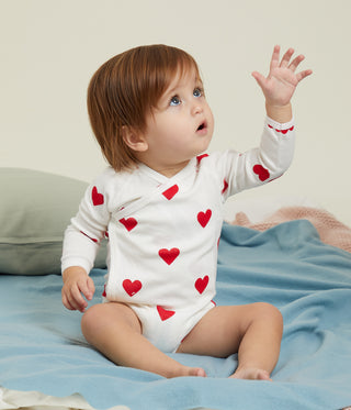 Babies' Long-Sleeved Wrapover Red Heart Organic Cotton Bodysuits - Pack of 3