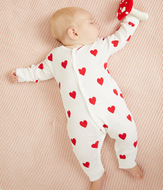 Babies' Heart Patterned Footless Cotton Sleepsuit