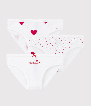 GIRLS' HEART PATTERNED COTTON BRIEFS - 3-PACK
