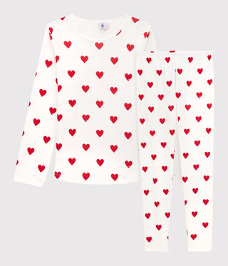 Junior Heart Print Ribbed Long-Sleeved Pyjamas