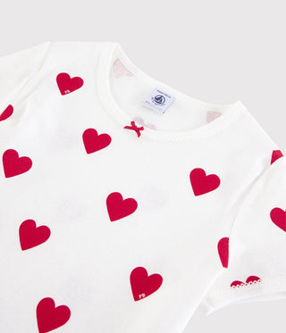Girls' Heart Patterned Cotton Short Pyjamas