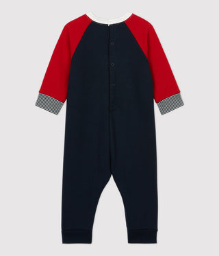 Baby Boys' Long Fleece Navy Jumpsuit