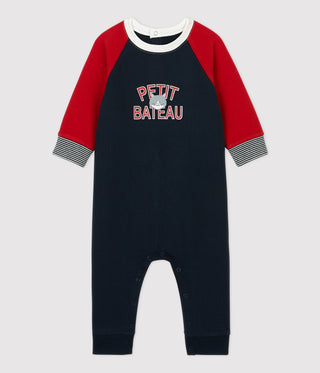 Baby Boys' Long Fleece Navy Jumpsuit