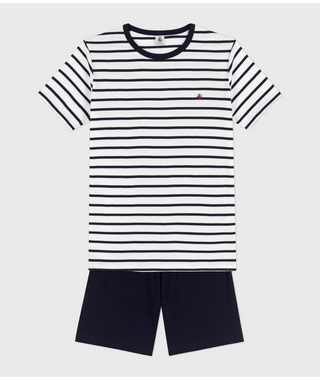 Unisex Rib Knit Short Pyjamas with Sailor Stripes