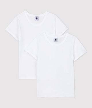 GIRLS' WHITE SHORT-SLEEVED T-SHIRT - 2-PACK