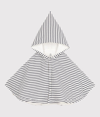 BABIES' SAILOR STRIPED COTTON CAPE WITH HOOD