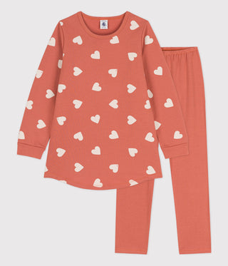 GIRLS' HEART PATTERNED FLEECE/COTTON NIGHTDRESS WITH LEGGINGS