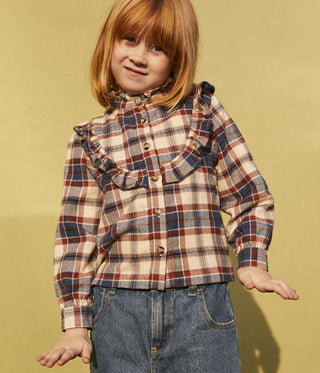 GIRLS' CHECKED FLANNEL BLOUSE