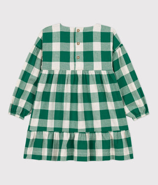 GIRLS' LONG-SLEEVED CHECKED FLANNEL DRESS