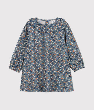 GIRLS' LONG-SLEEVED WARM COTTON DRESS