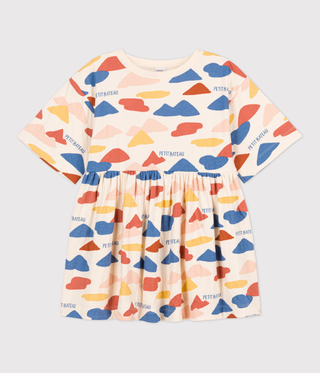 GIRLS' LONG-SLEEVED PRINTED TUBE KNIT DRESS