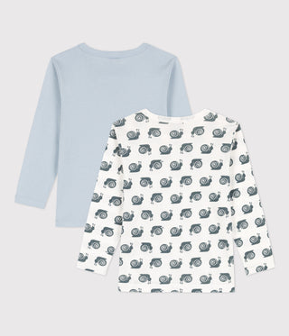 BOYS' SNAIL PATTERNED COTTON LONG-SLEEVED T-SHIRT - 2-PACK