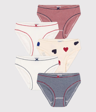 GIRLS' HEART PATTERNED COTTON BRIEFS - 5-PACK