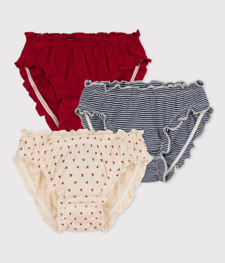 GIRLS' COTTON BADMINTON BRIEFS - 3-PACK