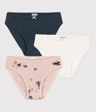 GIRLS' FLORAL COTTON BRIEFS - 3-PACK