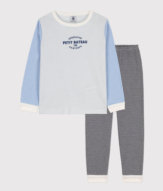 Children's Unisex Three-Tone Pinstriped Cotton Pyjamas