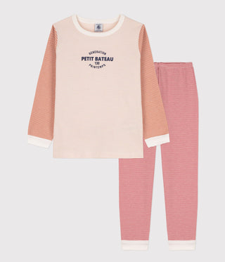 Children's Unisex Three-Tone Pinstriped Cotton Pyjamas