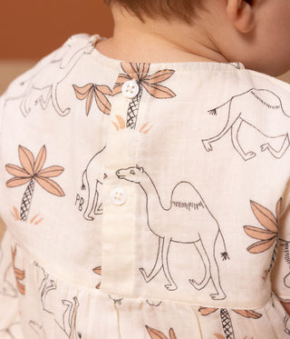 Babies' Short-Sleeved Organic Cotton Gauze Printed Dress