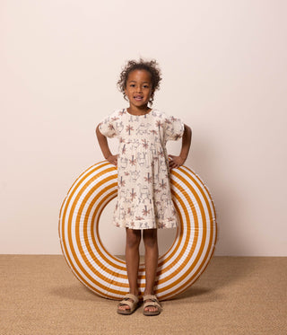 Girls' Short-Sleeved Cotton Gauze Dress