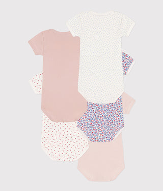 Short-Sleeved Floral Cotton Bodysuits - 5-Pack