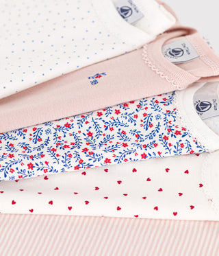 Short-Sleeved Floral Cotton Bodysuits - 5-Pack