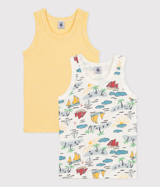 Boys' Explorer Patterned Cotton Vests - 2-Pack