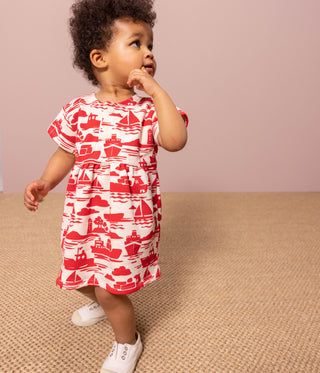 Babies' Short-Sleeved Patterned Fleece Dress