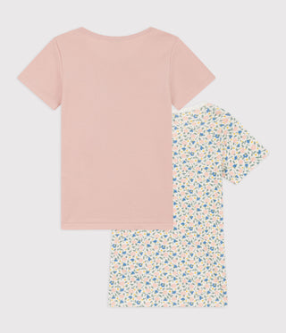 Girls' Short-Sleeved Floral Cotton T-Shirt - 2-Pack