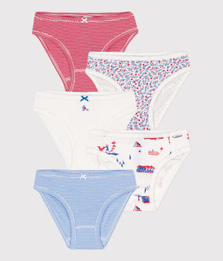 GIRLS' PARIS THEMED COTTON BRIEFS - 5-PACK
